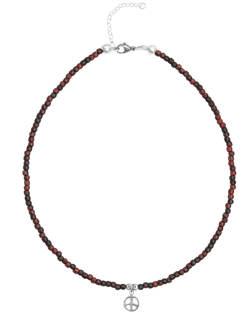 Ketten - 925 Silber Kette Peace 2 - Granatrot - K501_peace_Granat Rot-2 - Beau Soleil Jewelry