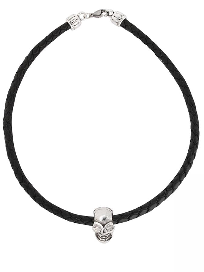 Lederkette mit Totenkopf K193 - 40 cm Schwarz - K193 - Halsketten -  Beau Soleil Jewelry