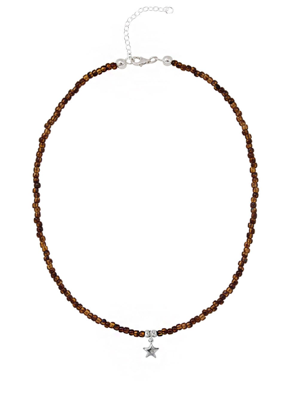 Ketten - 925 Silber Kette Collier Stern - Bernstein - K501_stern_br-4 - Beau Soleil Jewelry