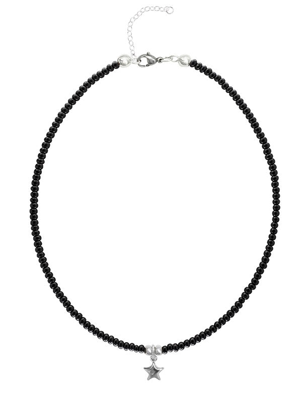 Ketten - 925 Silber Kette Collier Stern - Schwarz - K501_stern_br - Beau Soleil Jewelry
