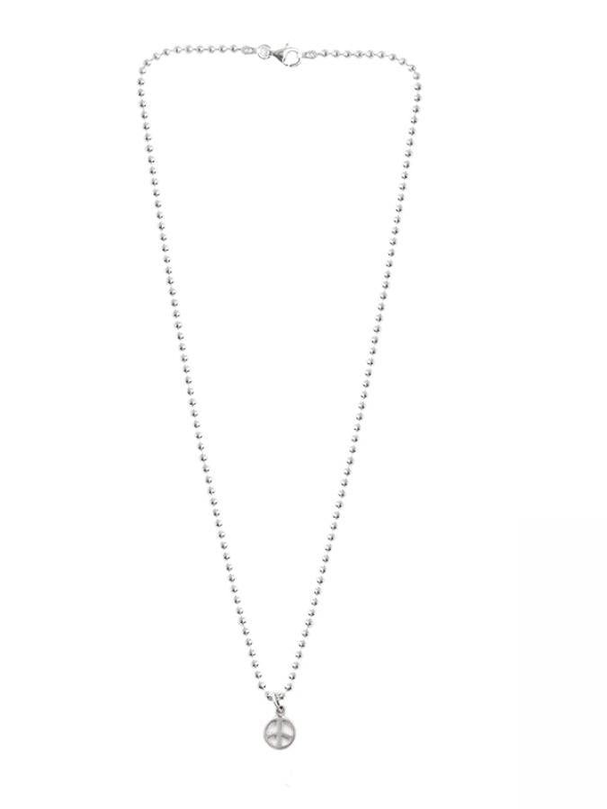 Ketten - 925 Silber Kugelkette mit Peace Anhänger - 42cm - k502_kugelk_coin_peace - Beau Soleil Jewelry