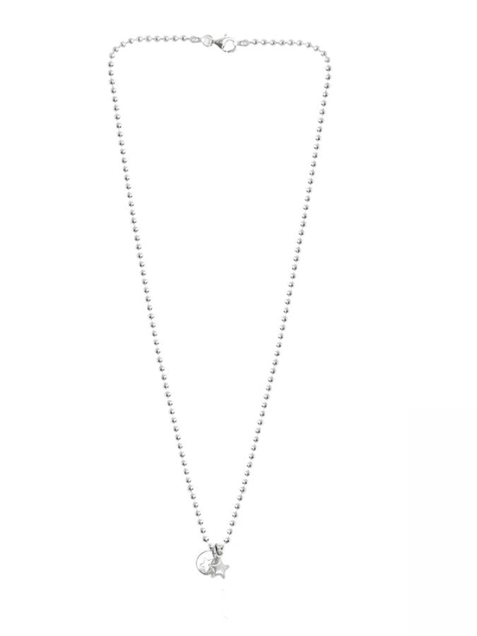Ketten - 925 Silber Kugelkette Stern & Münze - 42cm - k502_kugelk_coin_stern - Beau Soleil Jewelry
