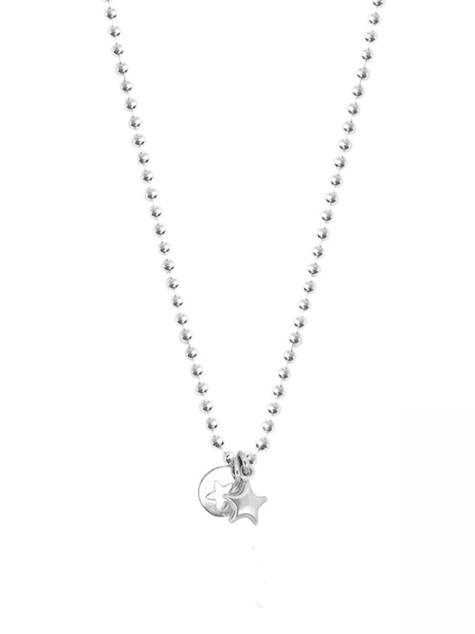 Ketten - 925 Silber Kugelkette Stern & Münze - 42cm - k502_kugelk_coin_stern - Beau Soleil Jewelry