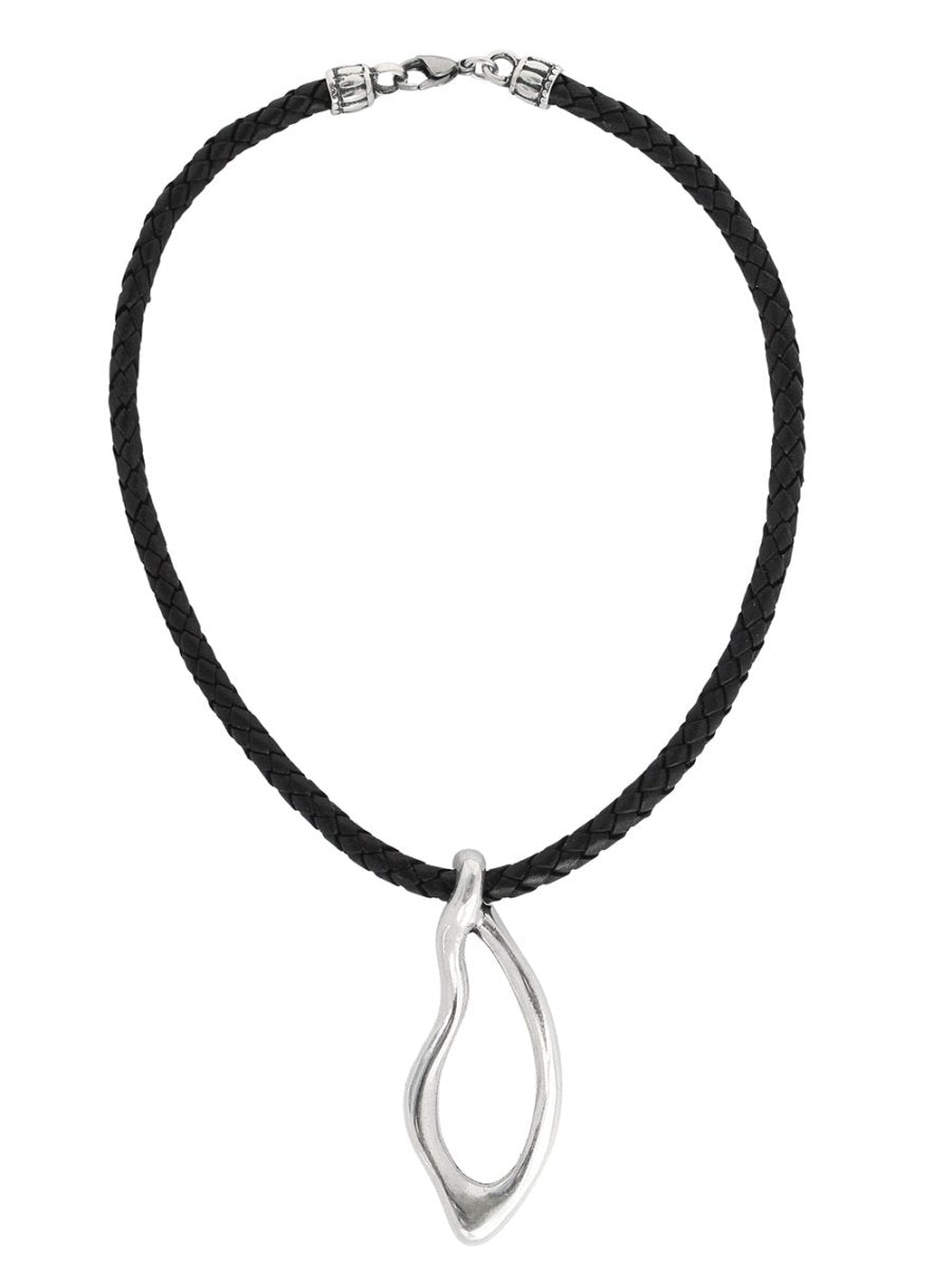 Ketten - Kurze Lederkette mit großem Anhänger K299 - 40cm Schwarz - k299-40 - Beau Soleil Jewelry
