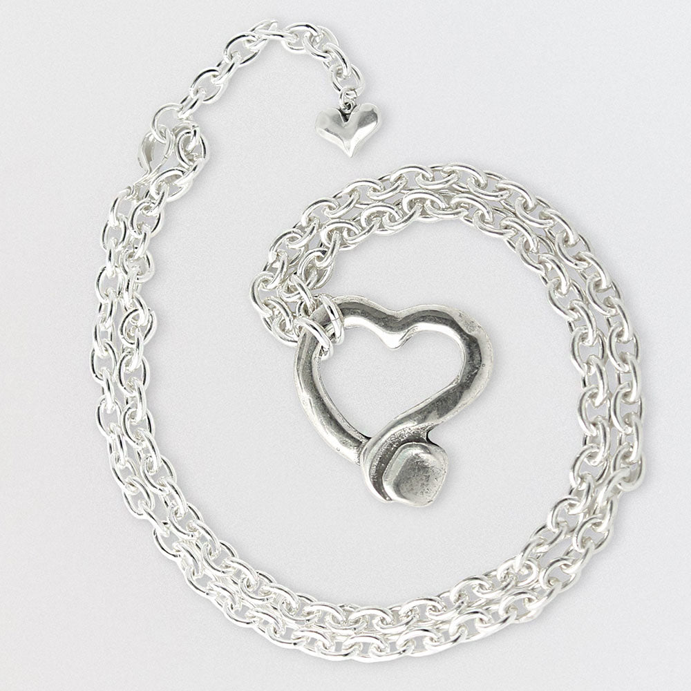 Ketten - Lange Chunky-Halskette mit Herzanhänger - KL257 - Beau Soleil Jewelry