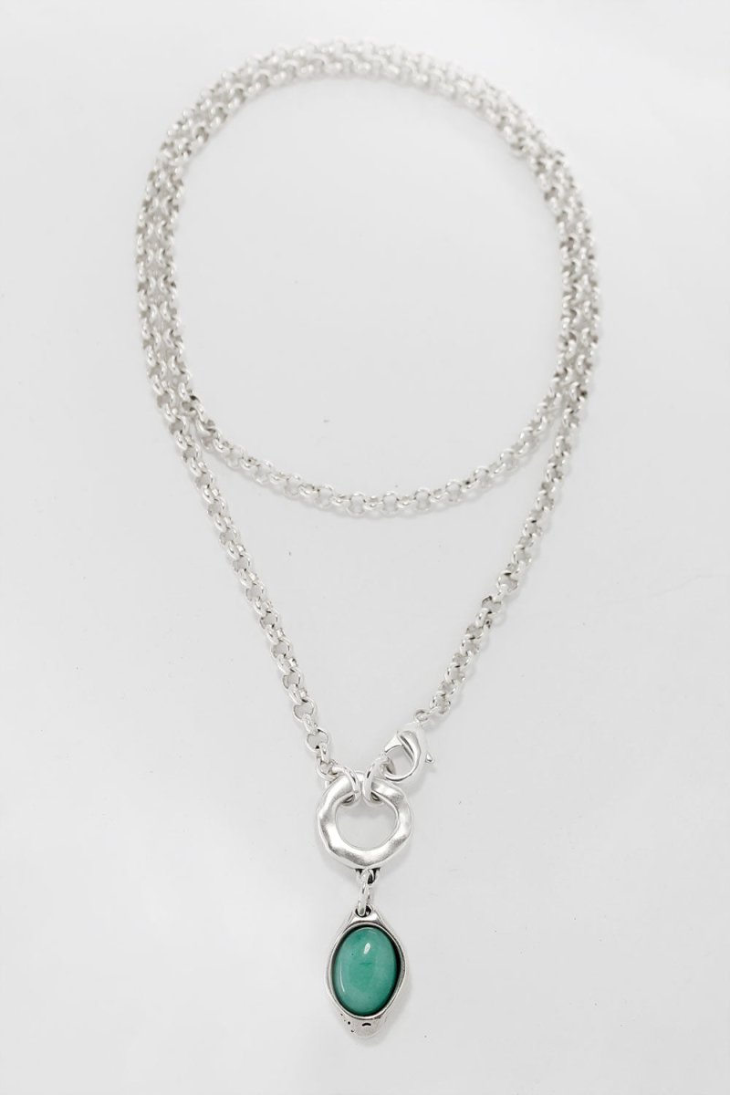 Ketten - Lange Halskette mit blauem Jade-Anhänger - - Beau Soleil Jewelry