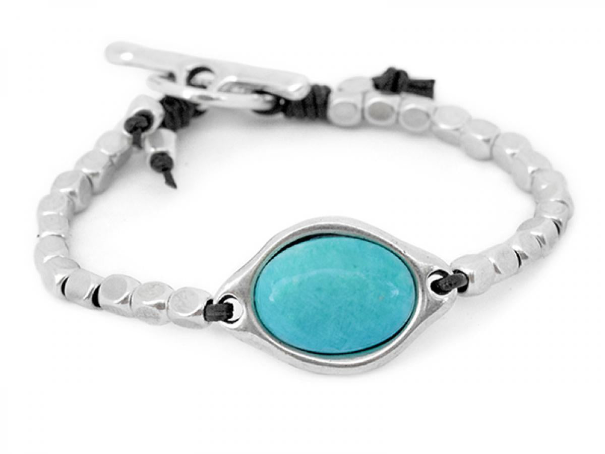 Armbänder - Lederarmband Jade / Türkis A975 - Braun - A975-18-Braun - Beau Soleil Jewelry