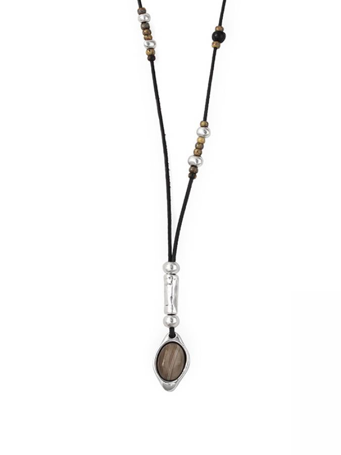 Ketten - Lederkette Achat längenverstellbar K204 - Braun - K204-braun - Beau Soleil Jewelry