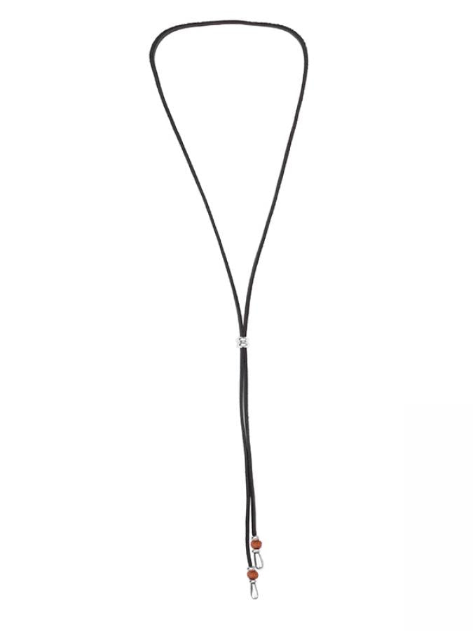 Ketten - Lederkette Damen individuell tragbar K256 - 55cm Braunes Leder - K256-bead - Beau Soleil Jewelry