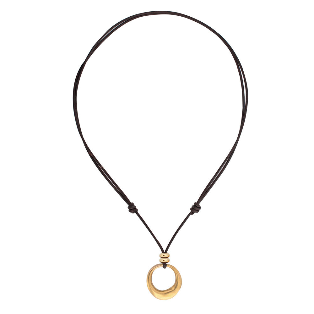 Ketten - Lederkette mit Ring K262 - Gold - K262 - Beau Soleil Jewelry