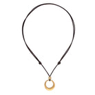 Ketten - Lederkette mit Ring vergoldet oder versilbert - Gold - K262-gold-braun - Beau Soleil Jewelry