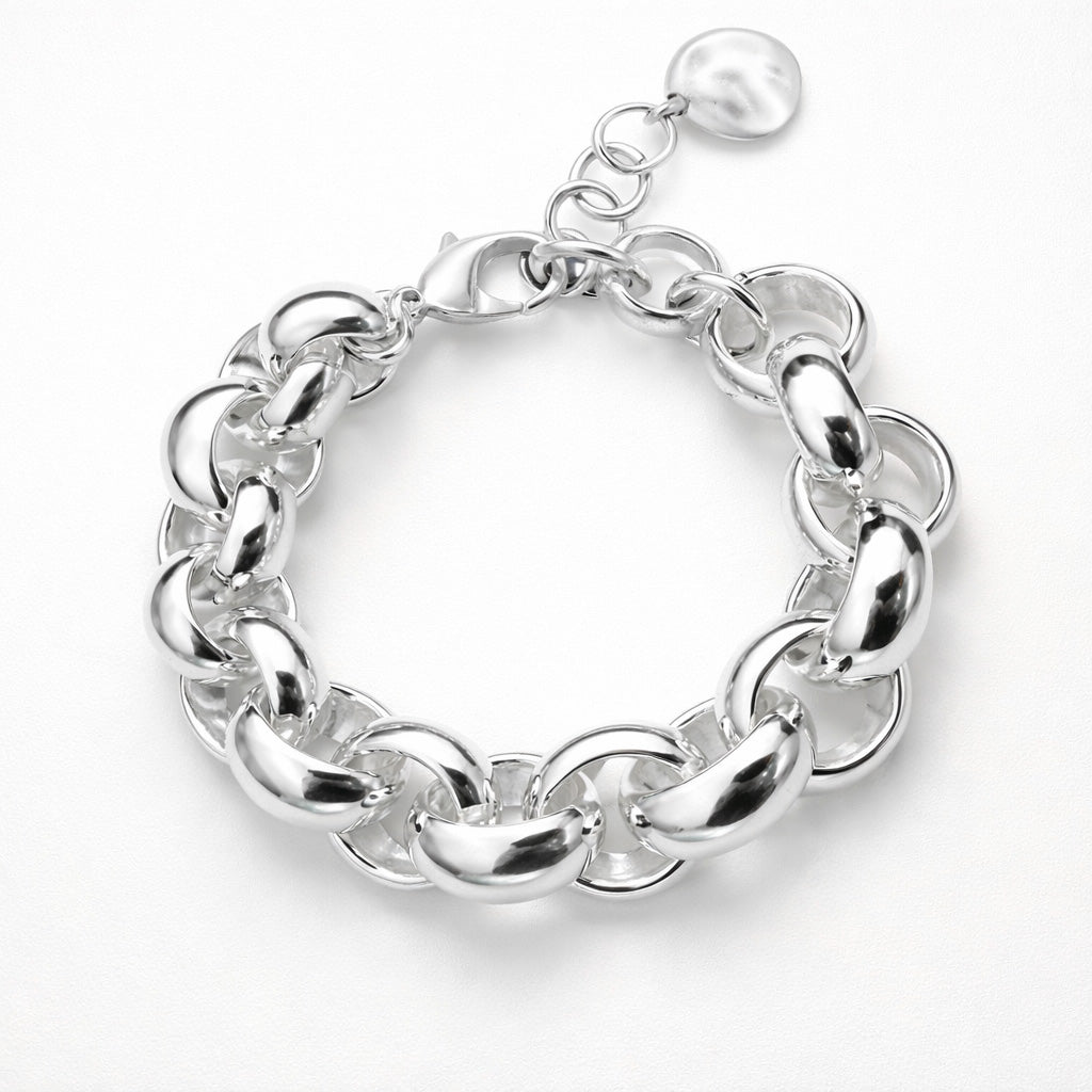 Armbänder - Massives Glieder-Armband mit großen Rollogliedern - Silber - A201-silber - Beau Soleil Jewelry