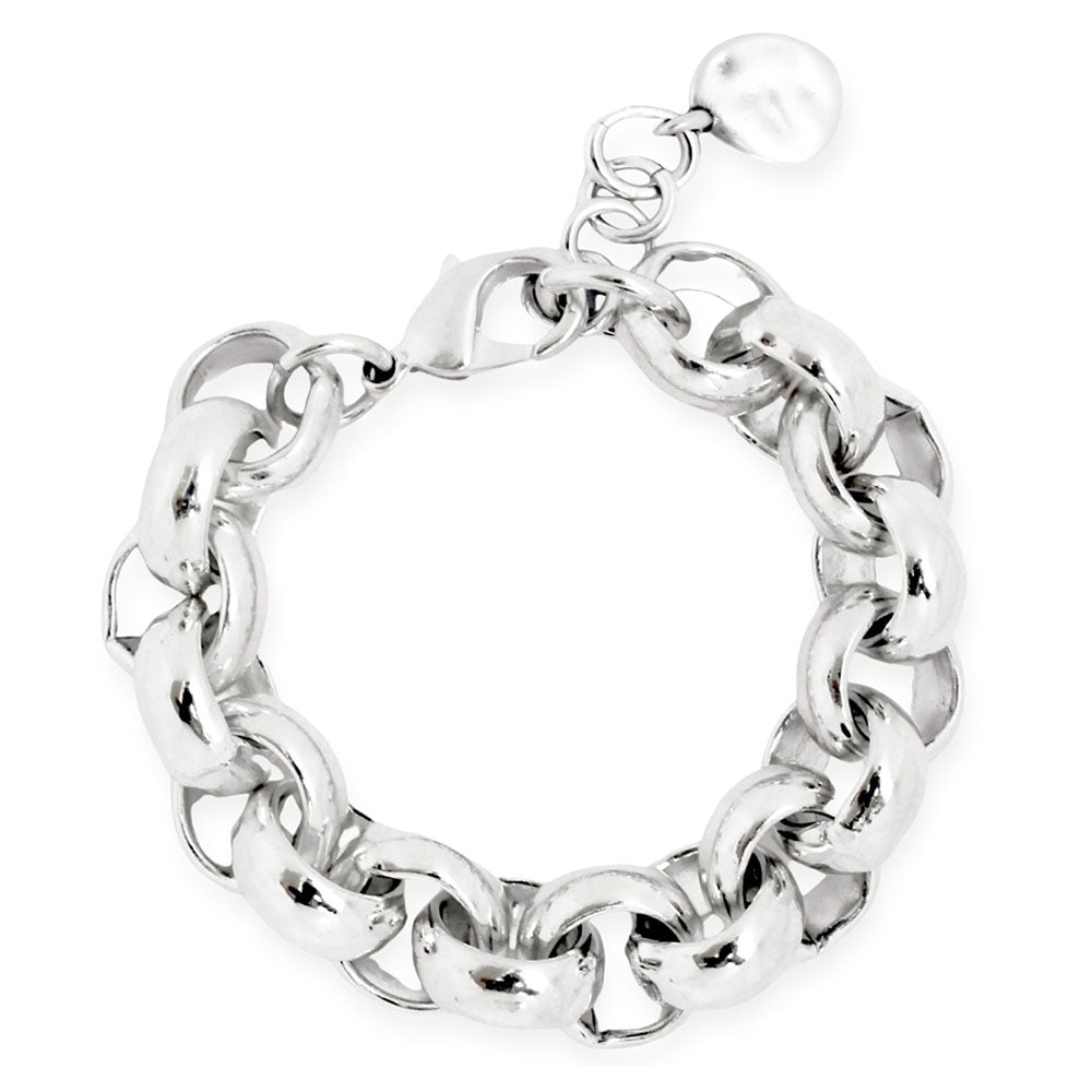 Armbänder - Massives Glieder-Armband mit großen Rollogliedern - Silber - A201-silber - Beau Soleil Jewelry