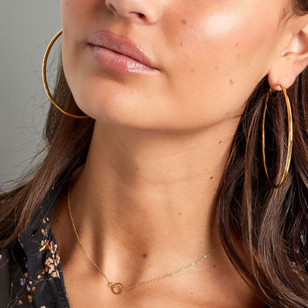 Ohrhänger Ohrringe - Moderne Edelstahl Creolen - Groß und Trendig! - Gold - oy118-gold - Beau Soleil Jewelry