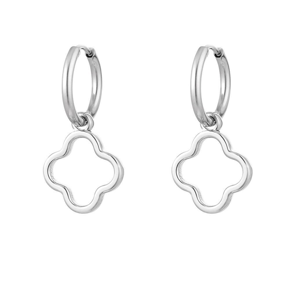 Ohrhänger Ohrringe - Ohrring Creolen mit Kleeblatt - Silber - ohr-0290635-silber - Beau Soleil Jewelry
