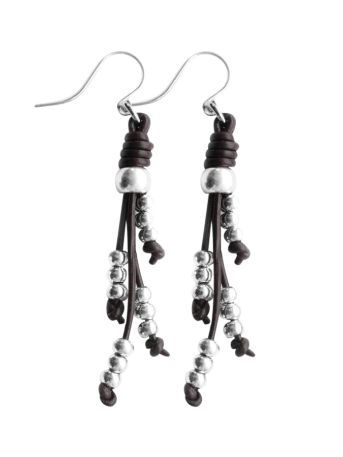 Leder Ohrhänger Ohrringe - Ohrringe Leder Fransen - Braun - 351ofransen - Beau Soleil Jewelry