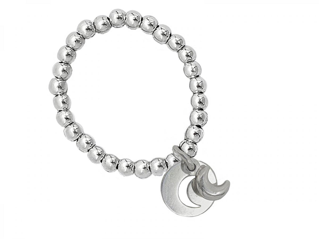 925 Silber Schmuck - Sterling Silber Ring mit Halbmond und Münze - 52-53 (S) - R148-mond-coin - Beau Soleil Jewelry
