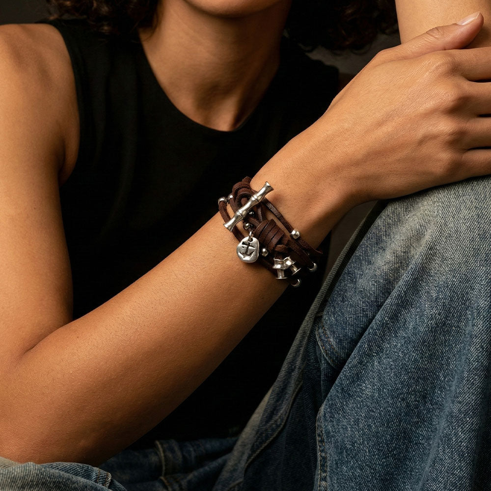 Armbänder - Leder Wickelarmband Rusty A892 - Braun - A892-18-Braun - Beau Soleil Jewelry