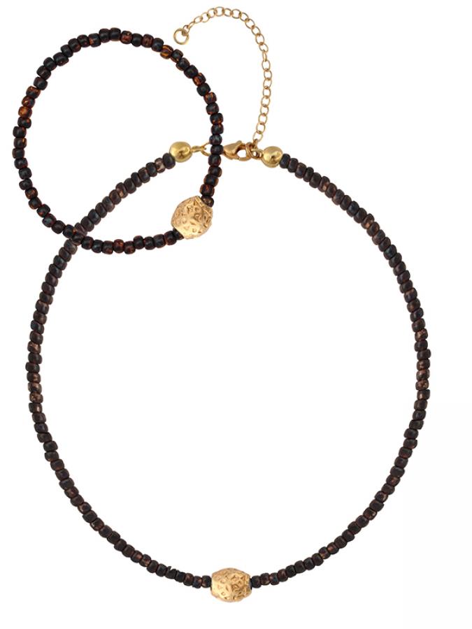 Schmuck Set’s - Schmuck Set Choker kurze Kette & Armband Smoked Topaz Matt - K265-topaz-set - Beau Soleil Jewelry