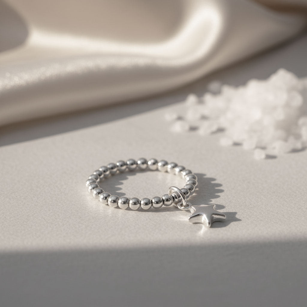 925 Silber Schmuck - Sterling Silber Ring mit Stern Anhänger - 52-53 (S) - Rstar.115_1 - Beau Soleil Jewelry