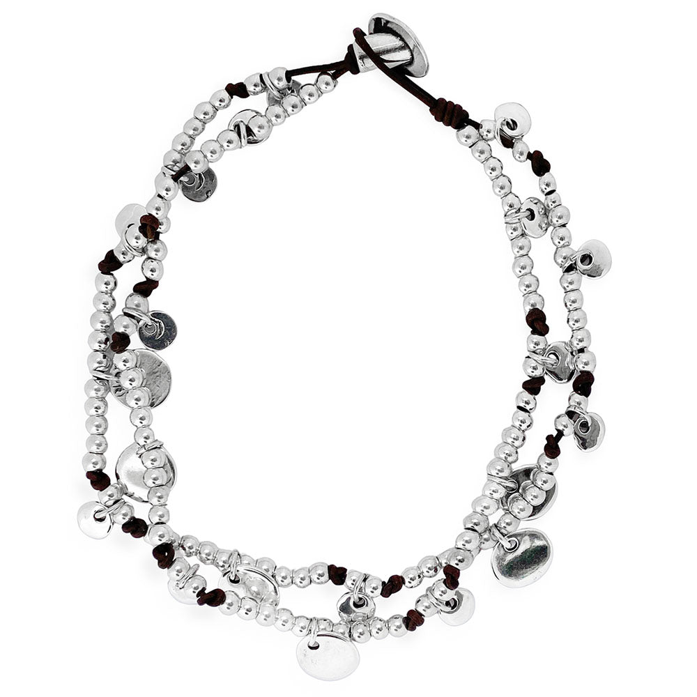 Armbänder - Wickelarmband mit Coins A902 - Braun - 902A-19-Braun - Beau Soleil Jewelry