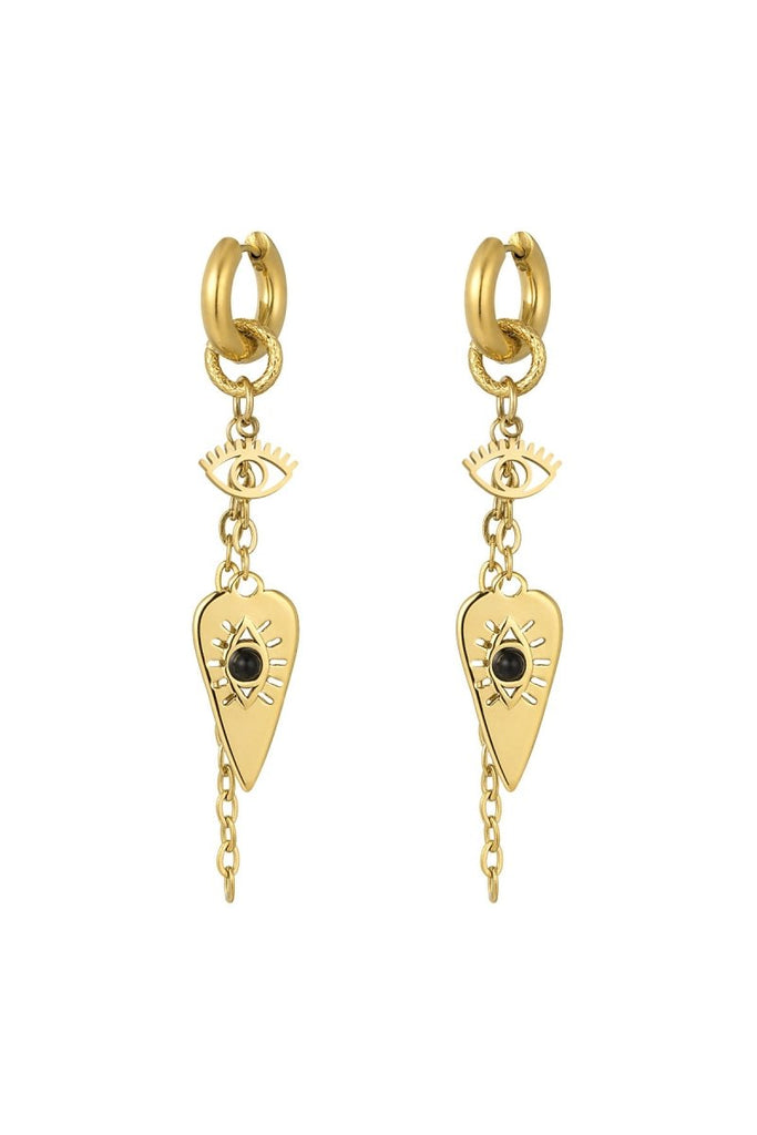 Ohrhänger Ohrringe - Edelstahl - Ohrringe „Eye & Heart“ – wasserfest - Gold - BJS - EO - 2024 - 001 - farbe:gold - Beau Soleil Jewelry
