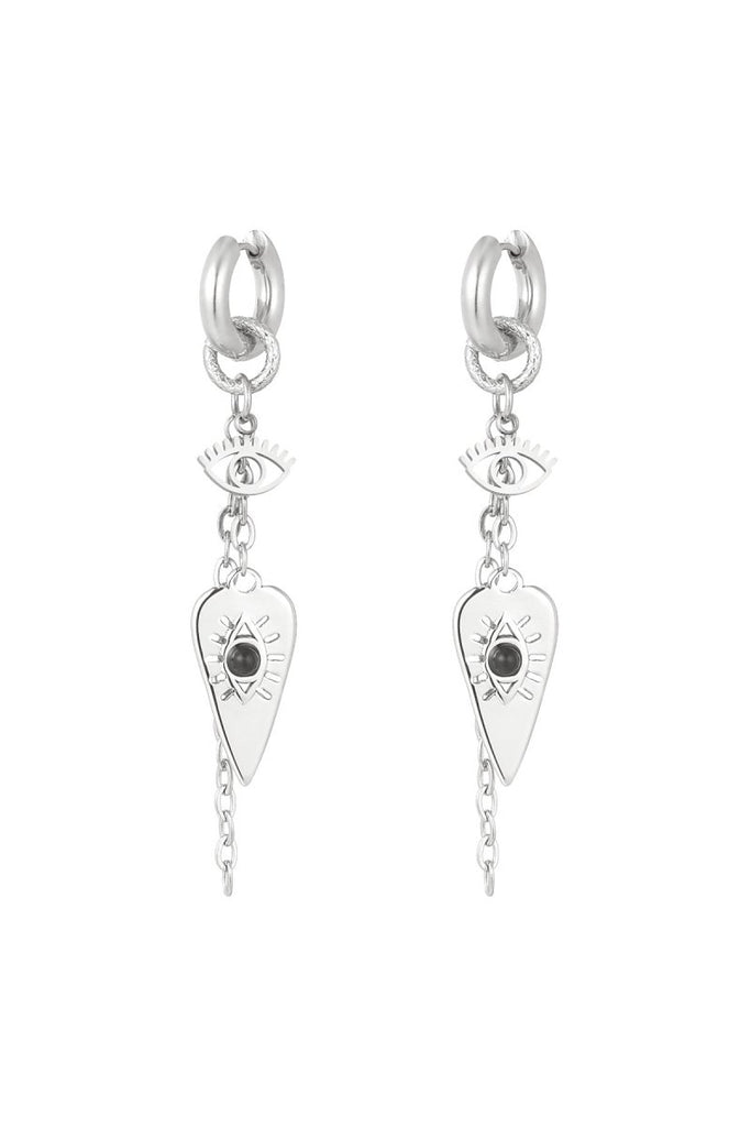 Ohrhänger Ohrringe - Edelstahl - Ohrringe „Eye & Heart“ – wasserfest - Silber - BJS - EO - 2024 - 001 - farbe - silber - Beau Soleil Jewelry