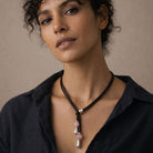 Ketten - Elegante Damen Lederkette K256 mit Murano Glasperlen - Rosa - K256-50-pink-schwarz - Beau Soleil Jewelry