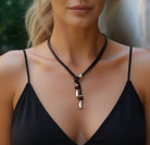 Ketten - Elegante Damen Lederkette K256 mit Murano Glasperlen - Weinrot - Bordeaux - K256 - 50 - weinr - bord - schwarz - Beau Soleil Jewelry