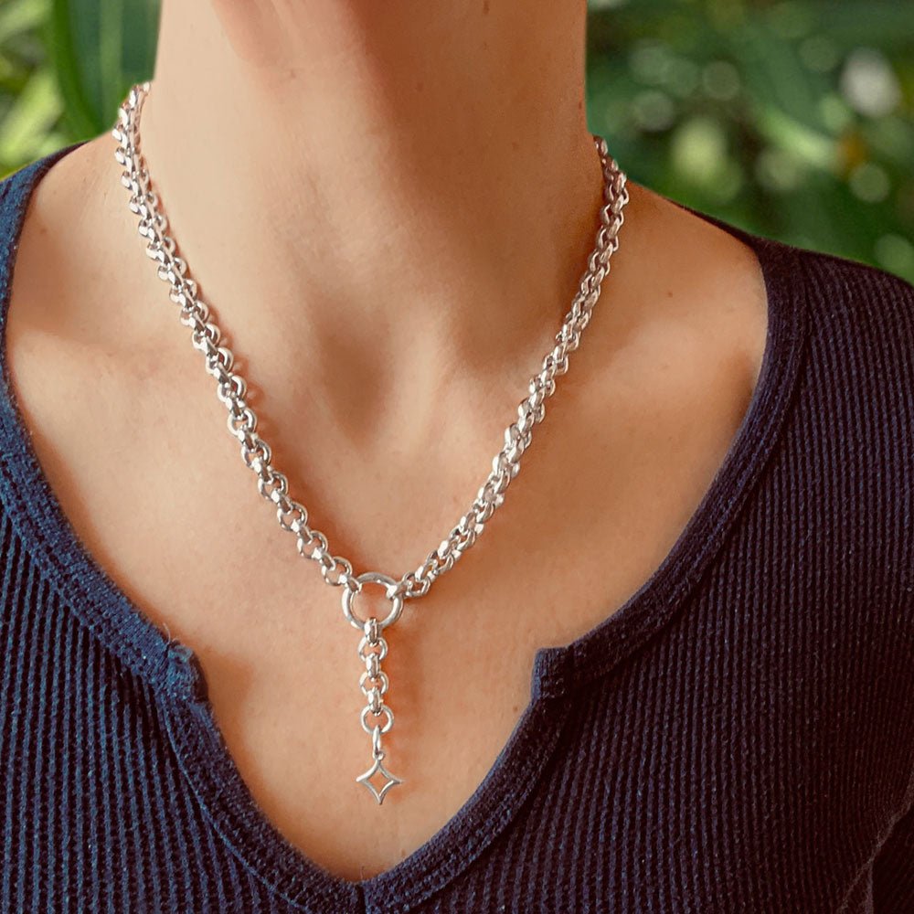 Ketten - Elegante Rollokette mit Stern - Anhänger - K313 - si - Beau Soleil Jewelry