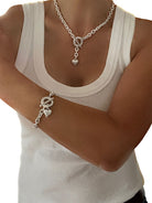 Armbänder - Glieder-Armband mit Herzanhänger - Silber - a306-18-silber - Beau Soleil Jewelry