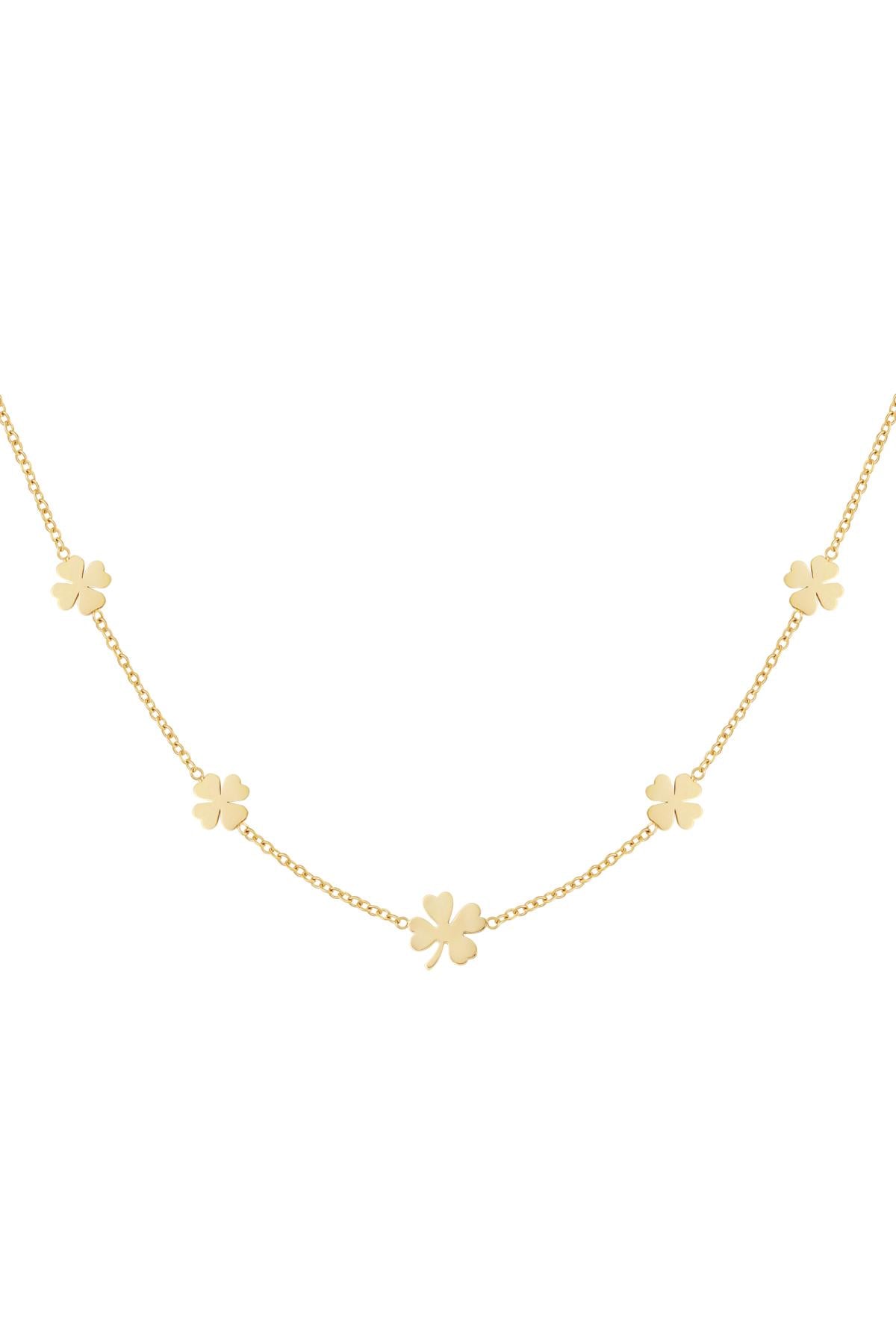 Goldene Glücksklee-Halskette mit fünf Kleeblättern, 45–50 cm, Edelstahl, wasserfest
