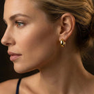 Leder Ohrhänger Ohrringe - Halbmond - Ohrringe aus Edelstahl – minimalistischer Ohrstecker - Gold - 1.2.26.nh-go - Beau Soleil Jewelry