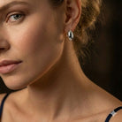 Leder Ohrhänger Ohrringe - Halbmond - Ohrringe aus Edelstahl – minimalistischer Ohrstecker - Silber - 1.2.26.nh-si - Beau Soleil Jewelry