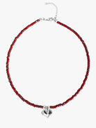 Ketten - Halskette mit Herzanhänger und Glasperlen - Rot - Beau Soleil Jewelry