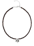 Ketten - Halskette mit Herzanhänger und Glasperlen - Smoked - Topaz - Beau Soleil Jewelry