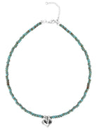Ketten - Halskette mit Herzanhänger und Glasperlen - Türkis - Beau Soleil Jewelry