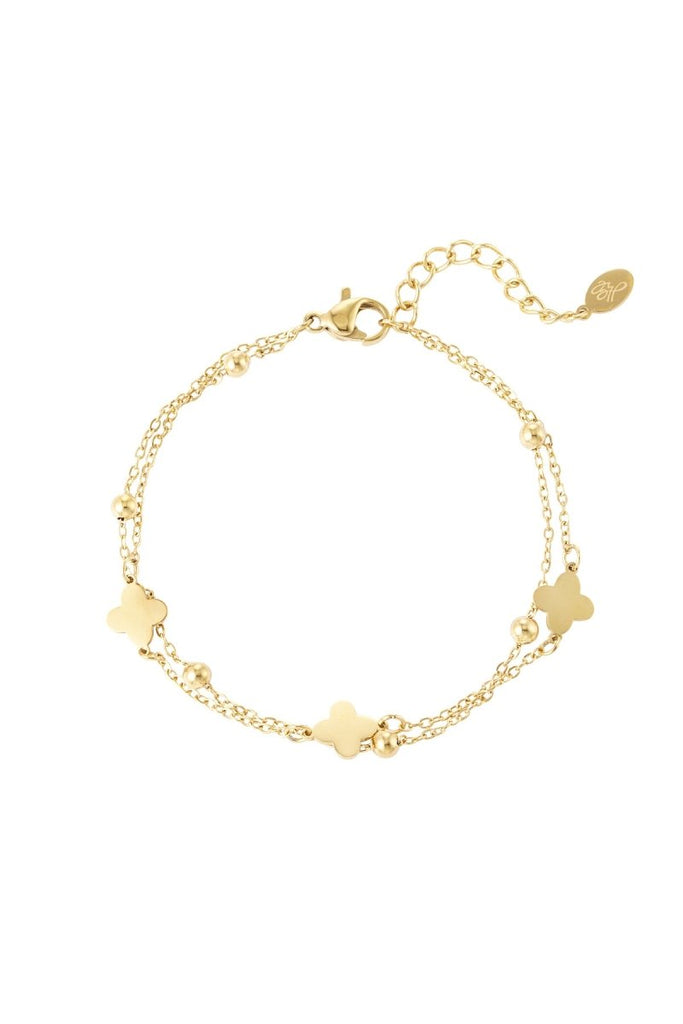 Armbänder - Kleeblatt - Armband, zweireihig - Gold - Beau Soleil Jewelry