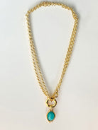 Ketten - Lange Halskette mit blauem Jade - Anhänger - Gold - K253 - gold - Beau Soleil Jewelry