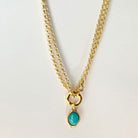 Ketten - Lange Halskette mit blauem Jade - Anhänger - Gold - K253 - gold - Beau Soleil Jewelry