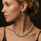 Ohrhänger Ohrringe - Lange Ohrringe mit türkisfarbenem Kristall - O368 - Beau Soleil Jewelry
