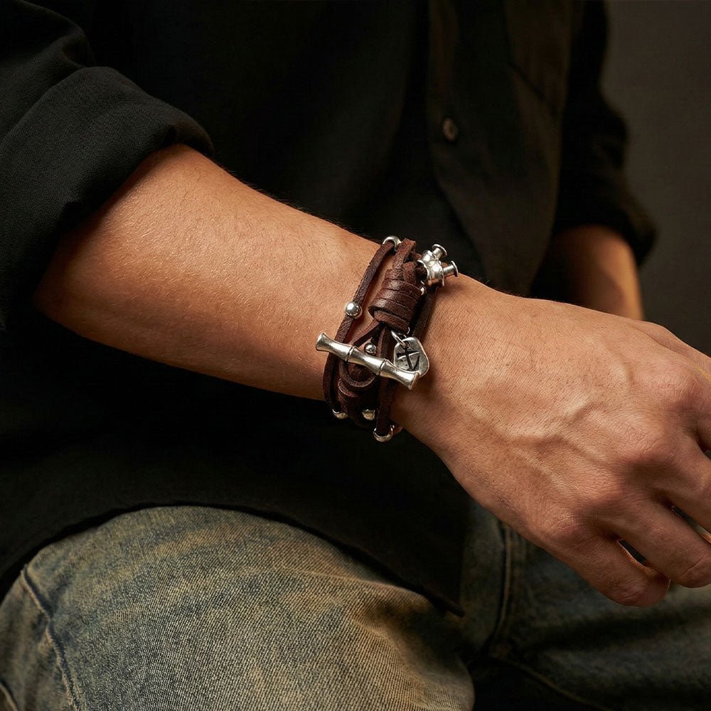 Armbänder - Leder Wickelarmband Rusty A892 - Schwarz - A892-18-Schwarz - Beau Soleil Jewelry