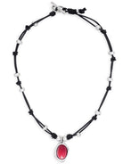 Ketten - Lederkette mit rotem Jade Anhänger K276 - Schwarz - K276_rot - 2 - Beau Soleil Jewelry