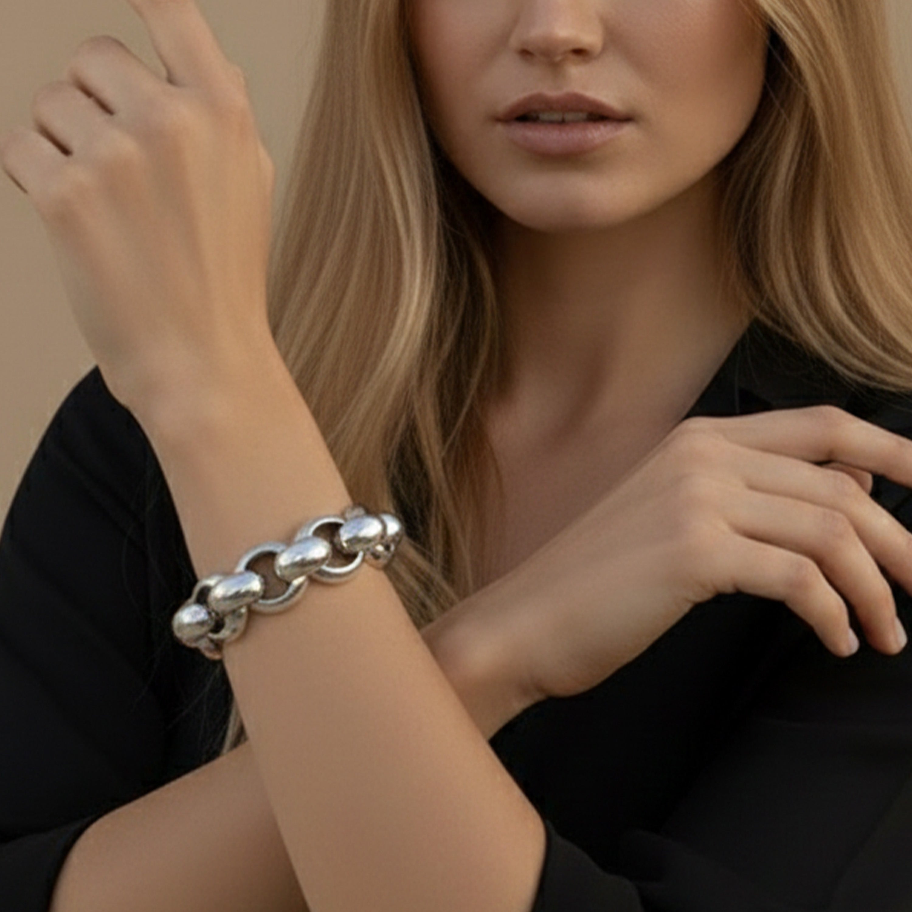 Armbänder - Massives Glieder - Armband mit großen Rollogliedern - Gold - A201 - gold - Beau Soleil Jewelry