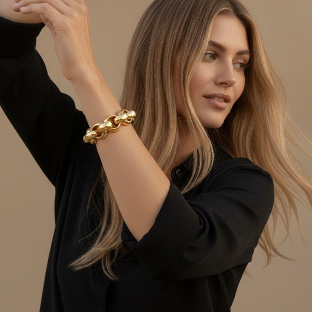 Armbänder - Massives Glieder - Armband mit großen Rollogliedern - Gold - A201 - gold - Beau Soleil Jewelry