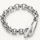 Massives versilbertes Rolo-Armband mit großem Knebelverschluss – A316