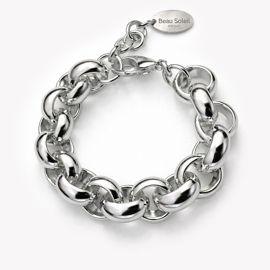 Armbänder - Massives Rolo - Armband mit großen Gliedern für Damen - Rhodiniert - A201 - rho - Beau Soleil Jewelry