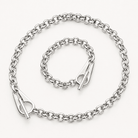 Massives versilbertes Rolo-Schmuckset mit Kette und Armband – KA317