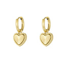 Leder Ohrhänger Ohrringe - Ohrringe Creolen mit Herzanhänger – vergoldeter Edelstahl wasserfest - Gold - Beau Soleil Jewelry