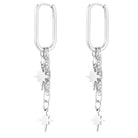 Ohrhänger Ohrringe - Ovale Creolen mit Sternen - Silber - ohrhaenger-ringe+stern-silber-oy116 - Beau Soleil Jewelry